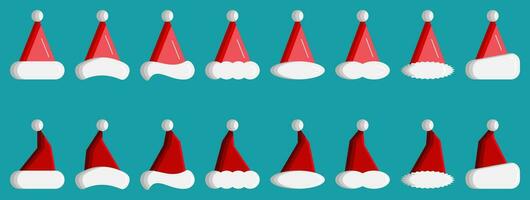 Santa oder Weihnachten Hut Symbol Satz. einfach Vektor zum Weihnachten Urlaub Ornament Designs eine solche wie Gruß Karten, Banner, Flyer, Sozial Medien.