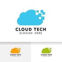 Pixel-Cloud-Logo-Design-Vorlage. Cloud-Logo-Vektor-Symbol. vektor