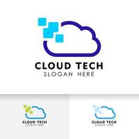 Pixel-Cloud-Logo-Design-Vorlage. Cloud-Logo-Vektor-Symbol. vektor