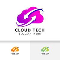 moln synkroniserad logotyp formgivningsmall. moln tech logotyp design. vektor