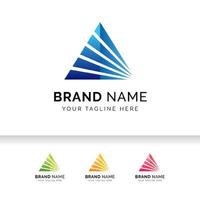 högteknologisk triangel affärsföretag logotyp mall. digital bergspyramidlogotyp. vektor