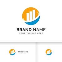 Business-Logo mit Balken und Chart-Lager-Symbol. Marktstatistik-Logo. vektor