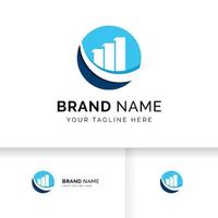 Business-Logo mit Balken und Chart-Lager-Symbol. Marktstatistik-Logo. vektor