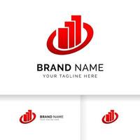 Business-Logo mit Balken und Chart-Lager-Symbol. Marktstatistik-Logo. vektor