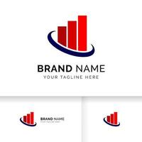 Business-Logo mit Balken und Chart-Lager-Symbol. Marktstatistik-Logo. vektor