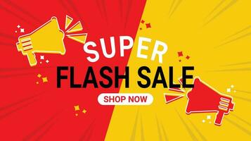 Super Finale Verkauf Gelb und rot Banner mit Megaphon Angebot Vektor Design Vorlage zum Geschäft
