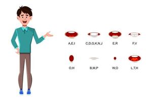 Geschäftsmann Zeichentrickfigur mit unterschiedlicher Lippensynchronisation für Design, Bewegung oder Animation vektor