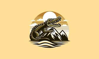 Krokodil auf Berg Vektor Illustration Logo Design