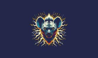 Kopf Hyäne wütend mit Blitz Vektor Maskottchen Design