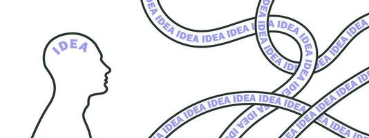Idee Konzept. Geschäft Idee. abstrakt Bild Mann Silhouette und Bänder. Vektor Illustration