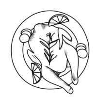 rostad Kalkon kyckling linje konst logotyp ikon vektor illustration