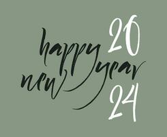 glücklich Neu Jahr 2024 abstrakt schwarz und Weiß Grafik Design Vektor Logo Symbol Illustration mit grau Hintergrund