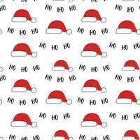 nahtlos Muster von Weihnachten Konzept Santa claus rot Hut. ho ho ho Wörter zum Neu Jahr. vektor