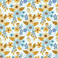 süß klein Gelb und Blau Blumen nahtlos Muster zum Stoff Textil- Hintergrund. vektor