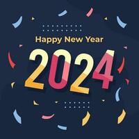 Lycklig ny år 2024 illustration vektor bakgrund. begrepp för 2024 ny år firande, passa för baner, bakgrund, utfodra, hälsning kort, bakgrund, social media posta. vektor eps 10
