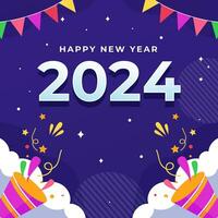 glücklich Neu Jahr 2024 Illustration Vektor Hintergrund. Konzept zum 2024 Neu Jahr Feier, passen zum Banner, Hintergrund, füttern, Gruß Karte, Hintergrund, Sozial Medien Post. Vektor eps 10