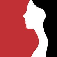 Mädchen Gesicht im Profil auf ein rot Hintergrund, eben Vektor, gesichtslos Illustration vektor