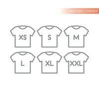 Hemd und Kleidung Größen Linie Symbol Satz. t Hemd S, m und Ich, und xl Größe Gliederung Vektor Symbole.