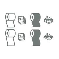 toalett papper rulla två och tre skikten ikon uppsättning. redigerbar stroke och glyf vektor. vektor