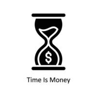 tid är pengar vektor fast ikon design illustration. företag och förvaltning symbol på vit bakgrund eps 10 fil