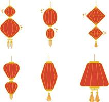 Sammlung von Laterne Chinesisch Neu Jahr. mit einfach Form. Vektor Illustration.