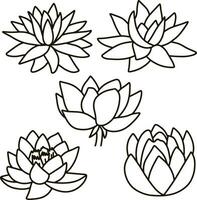 lotus blomma klotter ikon stencil vektor