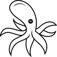 Gekritzel unter Wasser Oktopus Tier Gravur Meer Leben vektor