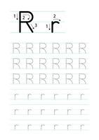 tryckbar brev r alfabet spårande kalkylblad vektor