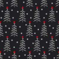 sömlös mönster med jul träd och snöflingor vektor