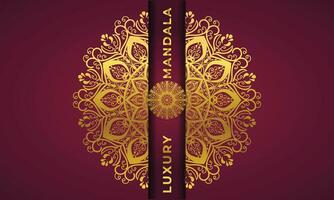 Luxus Zier Mandala Design Hintergrund im Gold Farbe Vektor. vektor
