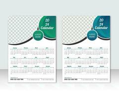 Kalender Vorlage zum 2024 Jahr eins Seite von 12 Monate. 2024. Woche beginnt auf Montag, drucken bereit editierbar Kalender. Planer Design. vektor