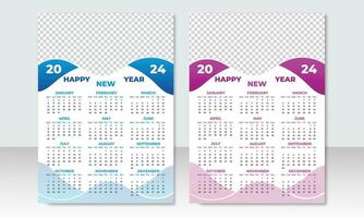 enkel redigerbar vektor kalendrar för år 2024. vecka börjar från måndag.