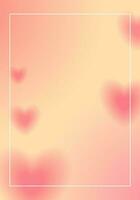 Pfirsich Rosa Hintergrund mit Herzen. romantisch Poster mit Gradient. Flyer auf Thema von Liebe vektor