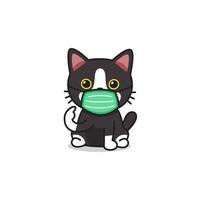 Cartoon-Figur süße Katze mit schützender Gesichtsmaske vektor