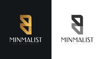 abstrakt minimalistisk bokstav b logotypdesign i lyxig guldgradient. grafisk alfabet symbol för företagsidentitet vektor