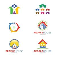 einstellen von Menschen, Familien, Gemeinschaften, Gruppen und Zusammenarbeit Haus Symbol Vektor Logo Vorlage Illustration Design
