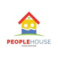 Menschen, Familien, Gemeinschaften, Gruppen und Zusammenarbeit Haus Symbol Vektor Logo Vorlage Illustration Design