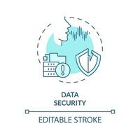 2d editierbar Daten Sicherheit dünn Linie Blau Symbol Konzept, isoliert Vektor, Illustration Darstellen Stimme Assistent. vektor