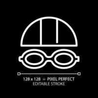 2d Pixel perfekt editierbar Weiß Schwimmen Brille Symbol, isoliert Vektor, dünn Linie Illustration Darstellen Auge Pflege. vektor