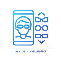 2d Pixel perfekt Gradient Brille App Symbol, isoliert Vektor, dünn Linie Illustration Darstellen Auge Pflege. vektor