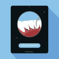 Fachmann Zähne Reinigung Vektor Illustration. Buch ein geplanter Termin zum Zähne Reinigung