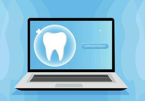 tand ikon på blå. tandvård vektor illustration. bok ett utnämning med en tandläkare. illustration av en tand