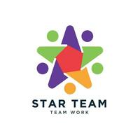 Star Mannschaft Logo Design modern und minimal Konzept mit Star und Menschen, Mannschaft arbeiten, Einstellung und Rekrutierungen vektor