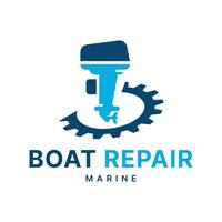 Geschwindigkeit Boot Reparatur Bedienung Logo Design zum Marine Transport vektor