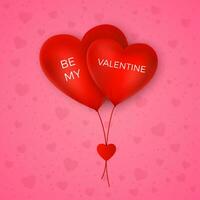 Valentinsgrüße Tag Gruß Karte. Paar Luft Luftballons rot Farbe Herz Form. Sein meine Valentinstag. Vektor
