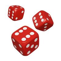3d tärningar. realistisk röd craps. kasino och vadhållning bakgrund. vektor illustration isolerat på vit