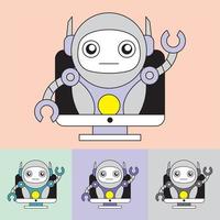 robot logotyp vektor - chatt bot - framtida teknik - artificiell intelligens - bäst för ditt företag maskot
