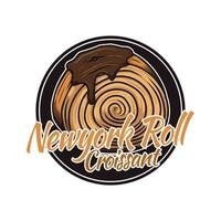 Neu York rollen Croissant oder Cromboloni Logo Vorlage vektor