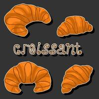 Illustration auf Thema frisch Französisch Croissant, gebacken Waren zum Morgen Frühstück vektor