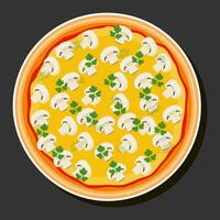 Illustration auf Thema groß heiß lecker Pizza zu Pizzeria Speisekarte vektor